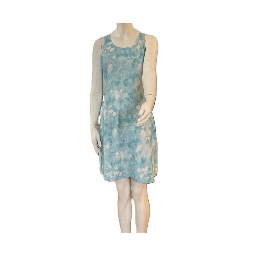 Title Nine Diamalete Dress Blue Floral Crossback Built-In Bra Pocket Size Small